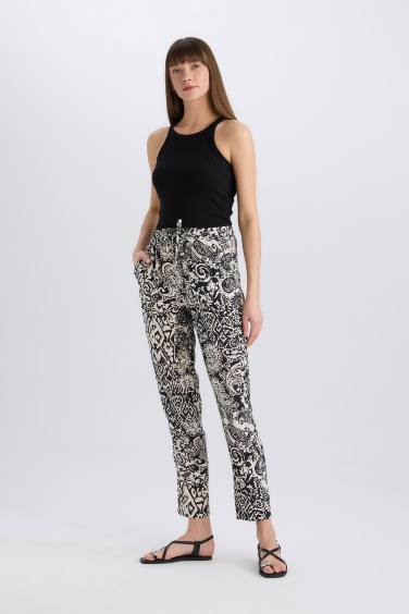 Pantalon Harem taille haute en viscose avec poches