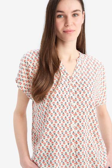 Regular Fit рубашка с круглым вырезом, короткий рукав