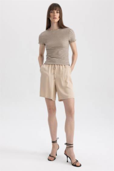 High Waist Viscose Shorts