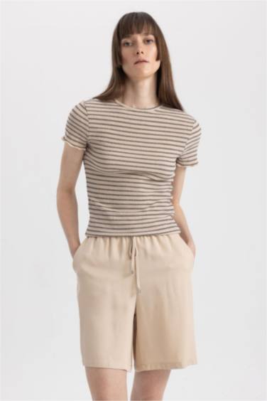 High Waist Viscose Shorts