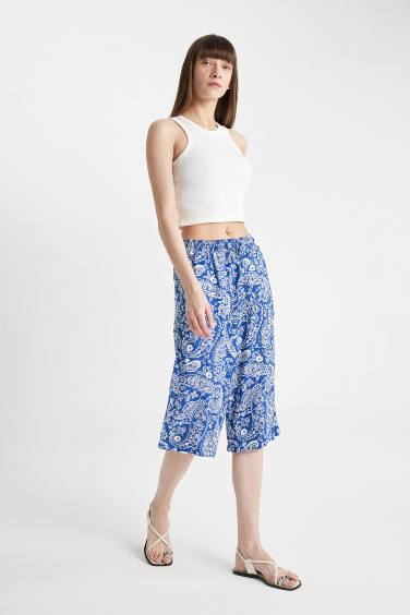 Patterned High Waist Viscose Capri