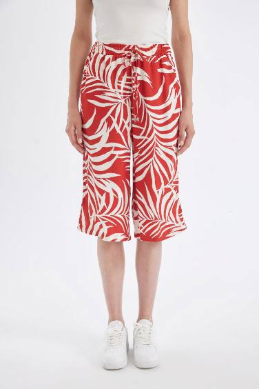 Patterned High Waist Viscose Capri