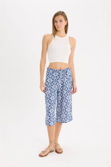Printed High Waist Crop Fit Capri