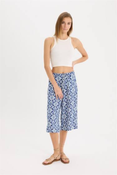 Printed High Waist Crop Fit Capri