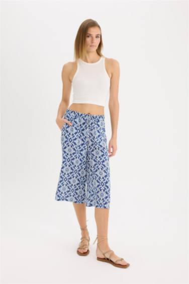 Printed High Waist Crop Fit Capri