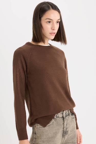 Pull en tricot basique à col rond Coupe régulière