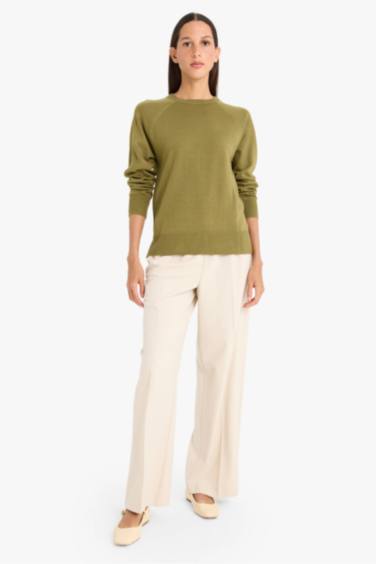 Relax Fit Crew Neck Basic Knit Pullover