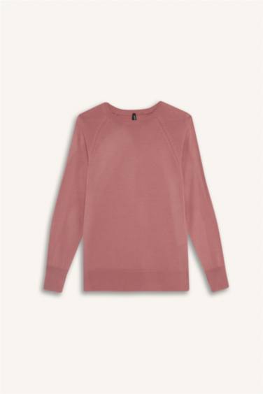 Relax Fit Bisiklet Yaka Basic Düz Triko Kazak