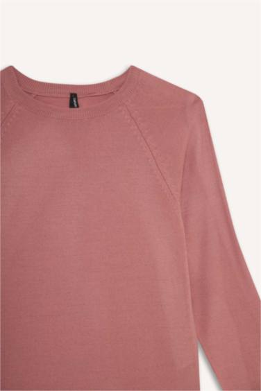 Relax Fit Bisiklet Yaka Basic Düz Triko Kazak