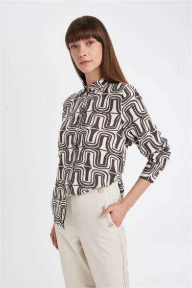 Regular Fit Desenli Uzun Kollu Gömlek