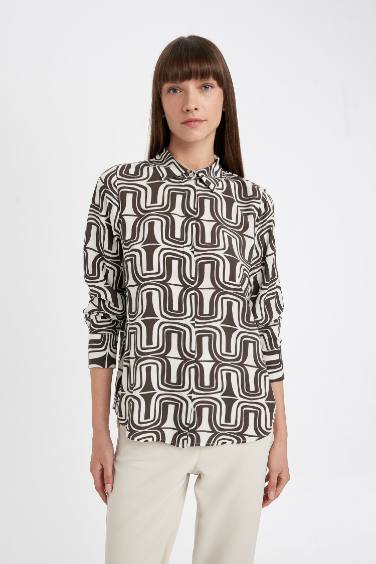 Regular Fit Desenli Uzun Kollu Gömlek