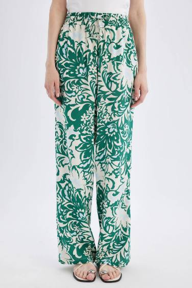Florida High Waist Wide Leg Viscose Fabric Trousers