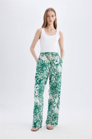 Florida High Waist Wide Leg Viscose Fabric Trousers
