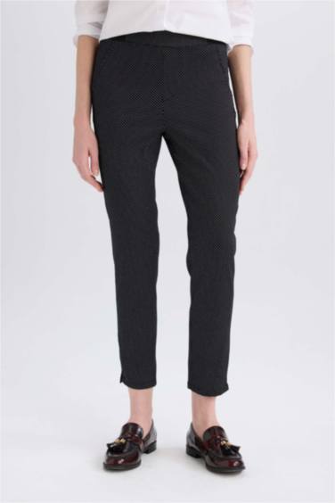 Sigaret Normal Bel Beli Lastikli Düz Paça Basic Düz Saten Kumaş Pantolon