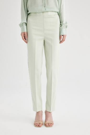 Cigarette Fit Regular Hem Satin Trousers