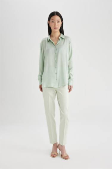 Cigarette Fit Regular Hem Satin Trousers