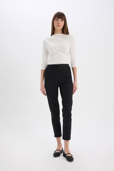 Cigarette Fit Regular Hem Satin Trousers