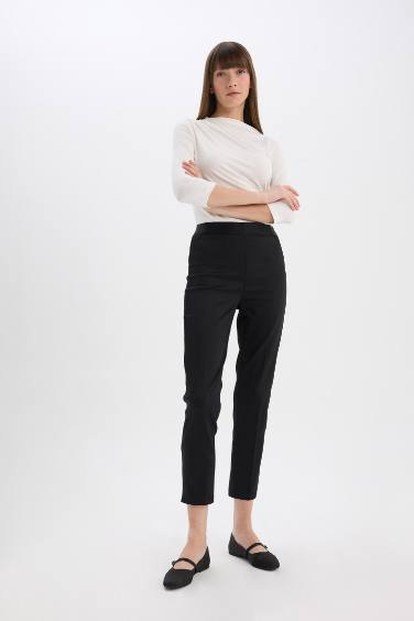 Cigarette Fit Regular Hem Satin Trousers