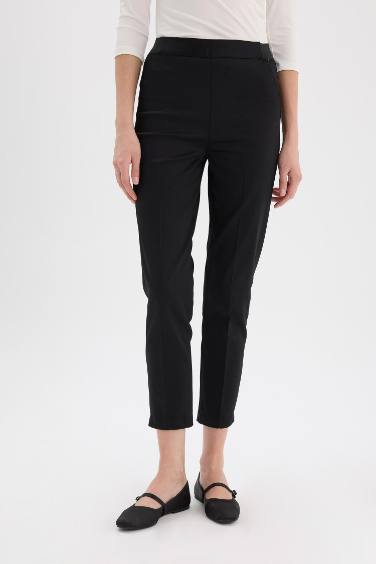 Cigarette Fit Regular Hem Satin Trousers
