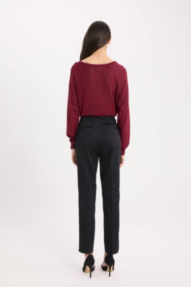 Sigaret Saten Kumaş Pantolon Normal Bel Basıc Beli Lastikli - Görsel 6