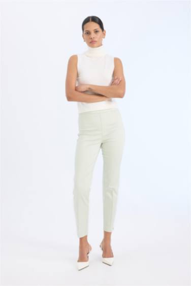 Sigaret Saten Kumaş Pantolon Normal Bel Düz Paça