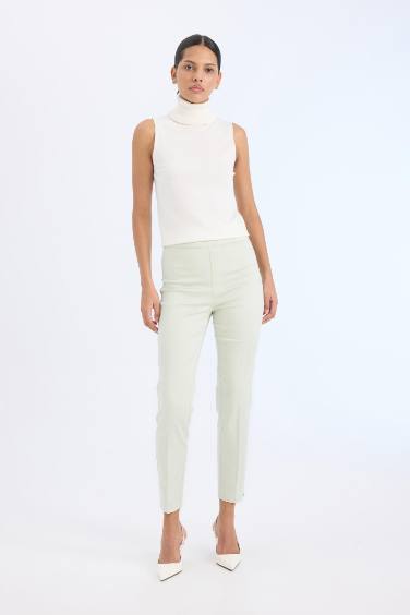 Sigaret Saten Kumaş Pantolon Normal Bel Düz Paça