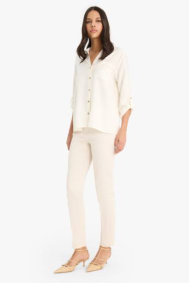 Cigarette Fit Regular Hem Satin Trousers