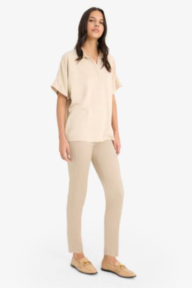 Cigarette Fit Regular Hem Satin Trousers