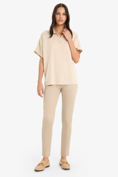 Cigarette Fit Regular Hem Satin Trousers