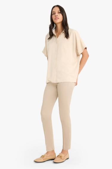 Cigarette Fit Regular Hem Satin Trousers