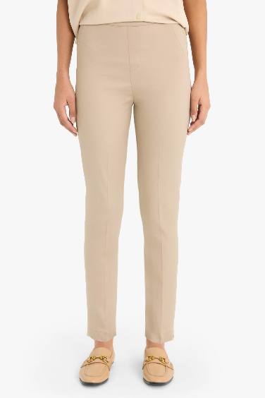 Cigarette Fit Regular Hem Satin Trousers