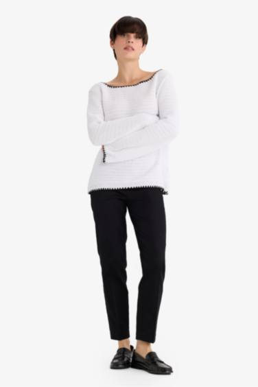 بنطلون ستان سيجاريت برجل مستقيم وخصر عادي