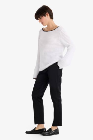 بنطلون ستان سيجاريت برجل مستقيم وخصر عادي