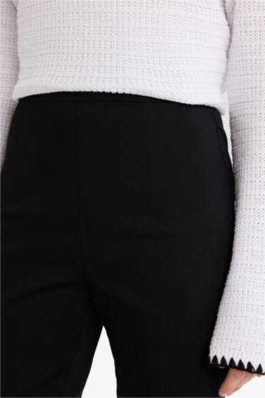 بنطلون ستان سيجاريت برجل مستقيم وخصر عادي