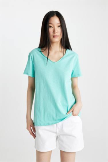 Regular Fit V-neck Short Sleeve T-Shirt