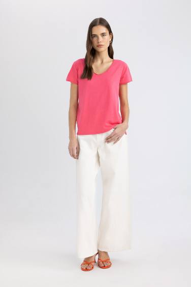 Regular Fit V-neck Short Sleeve T-Shirt