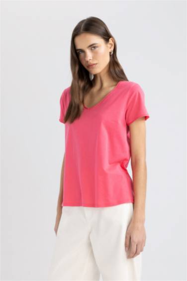 Regular Fit V-neck Short Sleeve T-Shirt