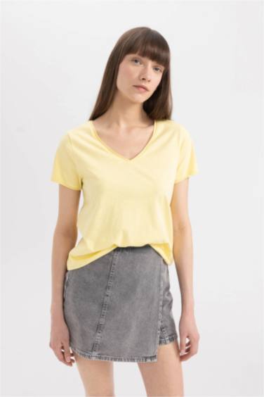 Regular Fit V-neck Short Sleeve T-Shirt