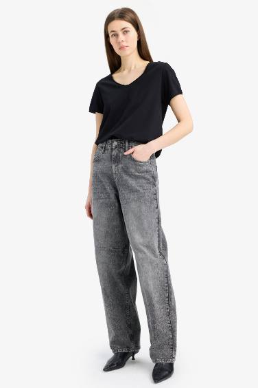 Regular Fit V Neck Basic Short Sleeve T-Shirt