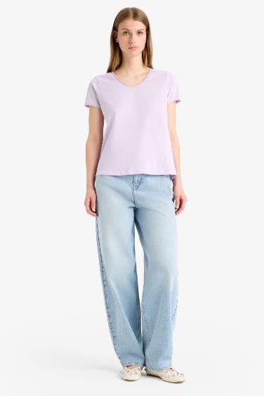 تيشيرت سادة نص ردن قصة عادية بياخة V