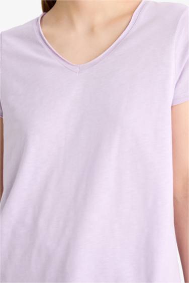 تيشيرت سادة نص ردن قصة عادية بياخة V