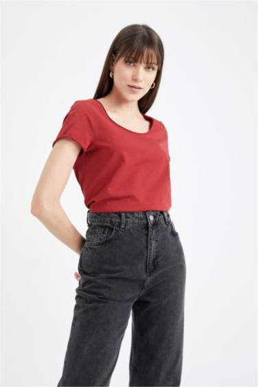 T-Shirt À Manches Courtes Coupe Régulière Col Ras Du Cou