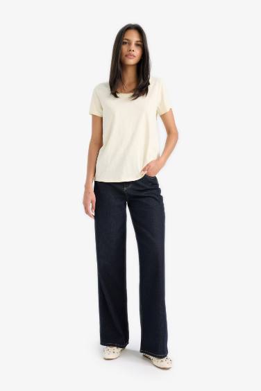 تيشيرت سادة بيزك نص ردن قصة عادية وياخة مستديرة