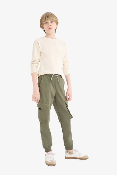 Erkek Çocuk Bisiklet Yaka Basic Düz Uzun Kollu Okul Tişörtü