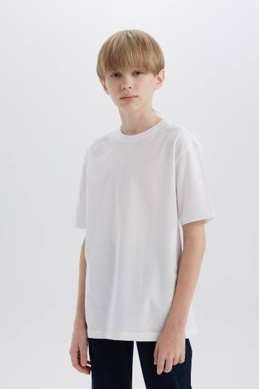 Boy White Short Sleeve School T-Shirt