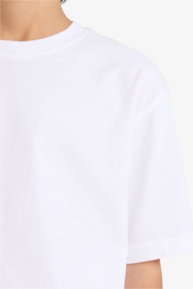 Bisiklet Yaka Basic Düz Kısa Kollu Okul Tişörtü Erkek Çocuk