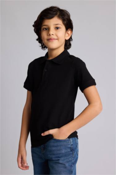 Polo Yaka Basic Düz Pike Kısa Kollu Tişört Erkek Çocuk