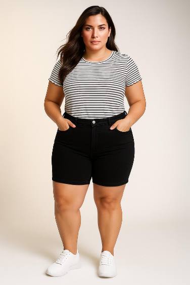 Fitted Crew Neck Striped Corduroy T-Shirt