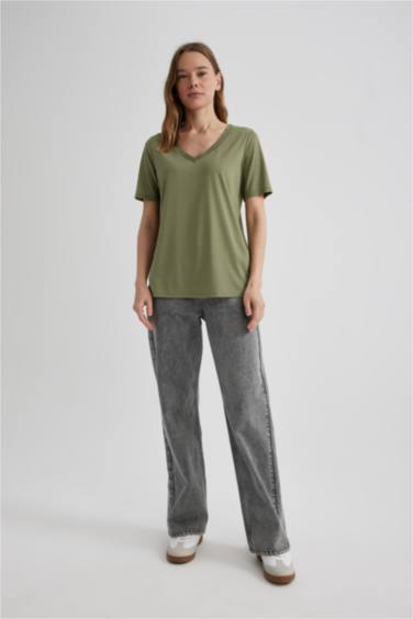 Regular Fit V Neck Short Sleeve T-Shirt