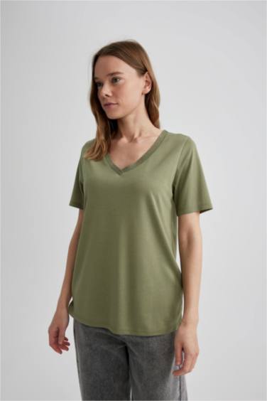 Regular Fit V Neck Short Sleeve T-Shirt
